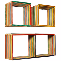 vidaXL Solid Reclaimed Teak Wall Shelf Set 3 Piece Multicolour Home Display - Additional view 8