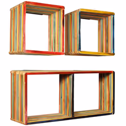 vidaXL Solid Reclaimed Teak Wall Shelf Set 3 Piece Multicolour Home Display - Additional view 9