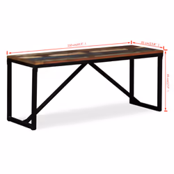 vidaXL Bench Hallway Bench Chair Entryway Stand Bench Seat Solid Mango Wood - 110 x 35 x 45 cm - Additional view 3