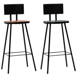 vidaXL Bar Chairs Kitchen Seat Counter Stool Multicolour Solid Reclaimed Wood - 2 pcs