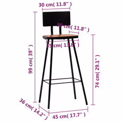 vidaXL Bar Chairs Kitchen Seat Counter Stool Multicolour Solid Reclaimed Wood - 2 pcs