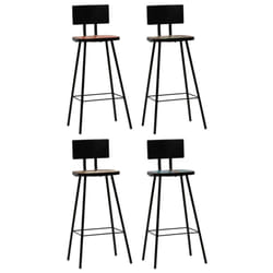 vidaXL Bar Chairs Kitchen Seat Counter Stool Multicolour Solid Reclaimed Wood - 4 pcs