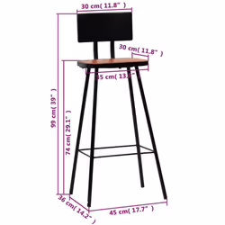 vidaXL Bar Chairs Kitchen Seat Counter Stool Multicolour Solid Reclaimed Wood - 4 pcs