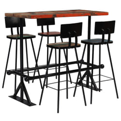 vidaXL Bar Set Kitchen Dining Table and Chair Multicolour Solid Reclaimed Wood - 5 piece