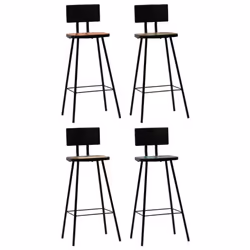 vidaXL Bar Set Kitchen Dining Table and Chair Multicolour Solid Reclaimed Wood - 5 piece - Additional view 7
