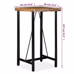vidaXL Solid Reclaimed Wood Bar Table Kitchen Dining Furniture Multi Sizes - 60 x 60 x 107 cm