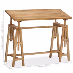 vidaXL Solid Mango Wood Drafting Table 116x50x76cm Drawing Art Workplace Desk
