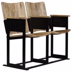 vidaXL Solid Mango Wood and Steel 2-Seater Bench 102x55x83cm Entryway Seat - Additional view 2