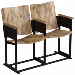 vidaXL Solid Mango Wood and Steel 2-Seater Bench 102x55x83cm Entryway Seat - Additional view 9