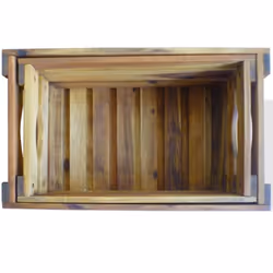 vidaXL Solid Acacia Wood 2 Piece Apple Crate Set Fruit Garden Storage Box - Additional view 2