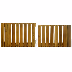 vidaXL Solid Acacia Wood 2 Piece Apple Crate Set Fruit Garden Storage Box - Additional view 4