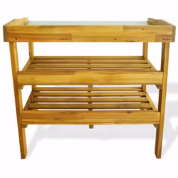vidaXL Solid Acacia Wood and Zinc Potting Bench with 2 Shelves Flower Staging