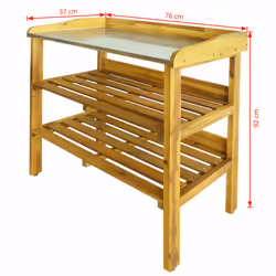 vidaXL Solid Acacia Wood and Zinc Potting Bench with 2 Shelves Flower Staging - Additional view 5