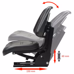 vidaXL Tractor Seat with Suspension Black Farming Machine Digger Dumper Part - Additional view 6