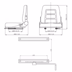 vidaXL Forklift & Tractor Seat with Adjustable Backrest Black Digger Part - Additional view 3