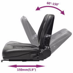 vidaXL Forklift & Tractor Seat with Adjustable Backrest Black Digger Part - Additional view 6
