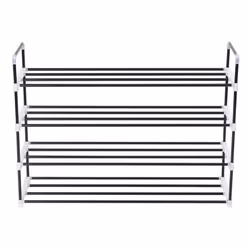 vidaXL Shoe Rack with 4 Shelves Metal and Plastic Black Stand Organiser Unit
