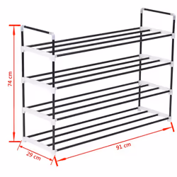 vidaXL Shoe Rack with 4 Shelves Metal and Plastic Black Stand Organiser Unit - Additional view 6
