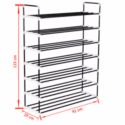 vidaXL Shoe Rack with 7 Shelves Metal and Plastic Black Stand Organiser Unit
