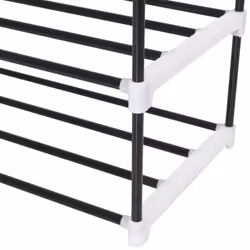 vidaXL Shoe Rack with 7 Shelves Metal and Plastic Black Stand Organiser Unit - Additional view 4