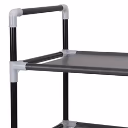 vidaXL Shoe Rack with 4 Shelves Metal and Non-woven Fabric Black Stand Unit - Additional view 4