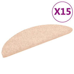 vidaXL 15 pcs Self-adhesive Stair Mats Needle Punch 56x17x3 cm Stair Tread Cream