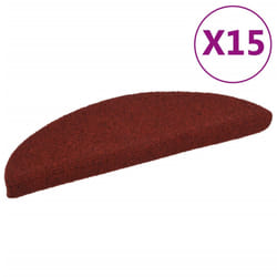 vidaXL 15x Self-adhesive Stair Mats Needle Punch 56x17x3cm Red Tread Rugs