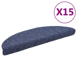 vidaXL 15x Self-adhesive Stair Mats Needle Punch 56x17x3cm Blue Tread Rugs