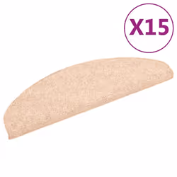 vidaXL 15 pcs Self-adhesive Stair Mats Needle Punch 65x21x4 cm Stair Tread Cream