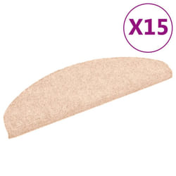 vidaXL 15 pcs Self-adhesive Stair Mats Needle Punch 65x21x4 cm Stair Tread Cream