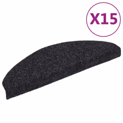 vidaXL 15x Self-adhesive Stair Mats Needle Punch 65x21x4cm Black Tread Rugs