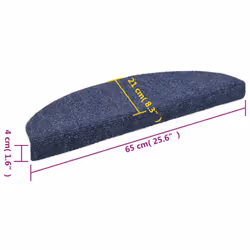 vidaXL 15x Self-adhesive Stair Mats Needle Punch 65x21x4cm Blue Tread Rugs