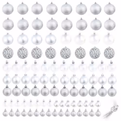 vidaXL Christmas Ball Set 100 Piece 3/4/6 cm Silver Tree Hanging Decoration - Additional view 6
