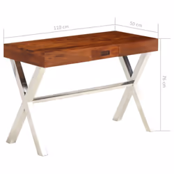 vidaXL Solid Wood Acacia Desk Honey Finish 110x50x76 cm Computer Writing Table