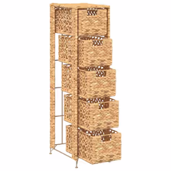 vidaXL Storage Unit with 5 Baskets 25.5x37x100cm Water Hyacinth Drawer Cabinet - Additional view 5