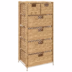 vidaXL Storage Unit with 6 Baskets 47x37x100cm Water Hyacinth Drawer Cabinet