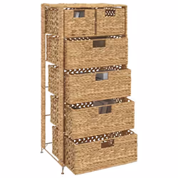 vidaXL Storage Unit with 6 Baskets 47x37x100cm Water Hyacinth Drawer Cabinet