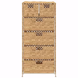 vidaXL Storage Unit with 6 Baskets 47x37x100cm Water Hyacinth Drawer Cabinet - Additional view 4