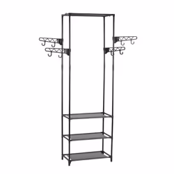 vidaXL Clothes Rack Steel and Non-woven Fabric 55x28.5x175cm Black Coat Stand