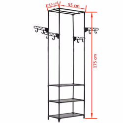vidaXL Clothes Rack Steel and Non-woven Fabric 55x28.5x175cm Black Coat Stand - Additional view 8