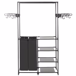 vidaXL Clothes Rack Steel and Non-woven Fabric Black Closet Organiser Stand