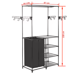 vidaXL Clothes Rack Steel and Non-woven Fabric Black Closet Organiser Stand - Additional view 6