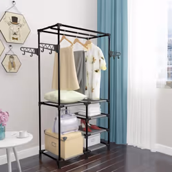 vidaXL Clothes Rack Steel and Non-woven Fabric 87x44x158cm Black Coat Stand