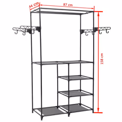 vidaXL Clothes Rack Steel and Non-woven Fabric 87x44x158cm Black Coat Stand - Additional view 5