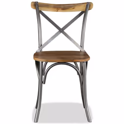 vidaXL 6x Solid Mango Wood and Steel Dining Chairs Cross Back Kitchen Seat - Additional view 6