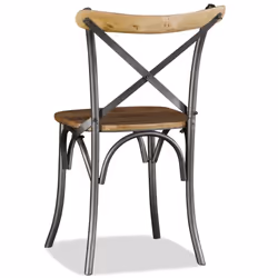 vidaXL 6x Solid Mango Wood and Steel Dining Chairs Cross Back Kitchen Seat - Additional view 7