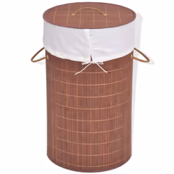 Laundry Hamper Basket Bamboo Washing Clothes Bin Storage 3 Shapes Natural/Brown - brown