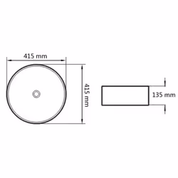 vidaXL Basin Ceramic Round Black 41.5x13.5cm Bathroom Countertop Wash Sink - Additional view 4