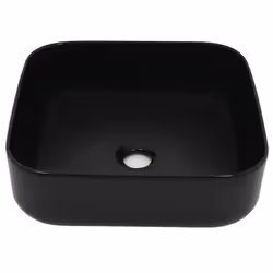 vidaXL Basin Ceramic Square Black 38x38x13.5cm Bathroom Countertop Wash Sink