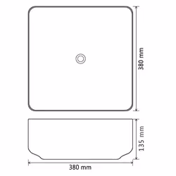 vidaXL Basin Ceramic Square Black 38x38x13.5cm Bathroom Countertop Wash Sink - Additional view 4